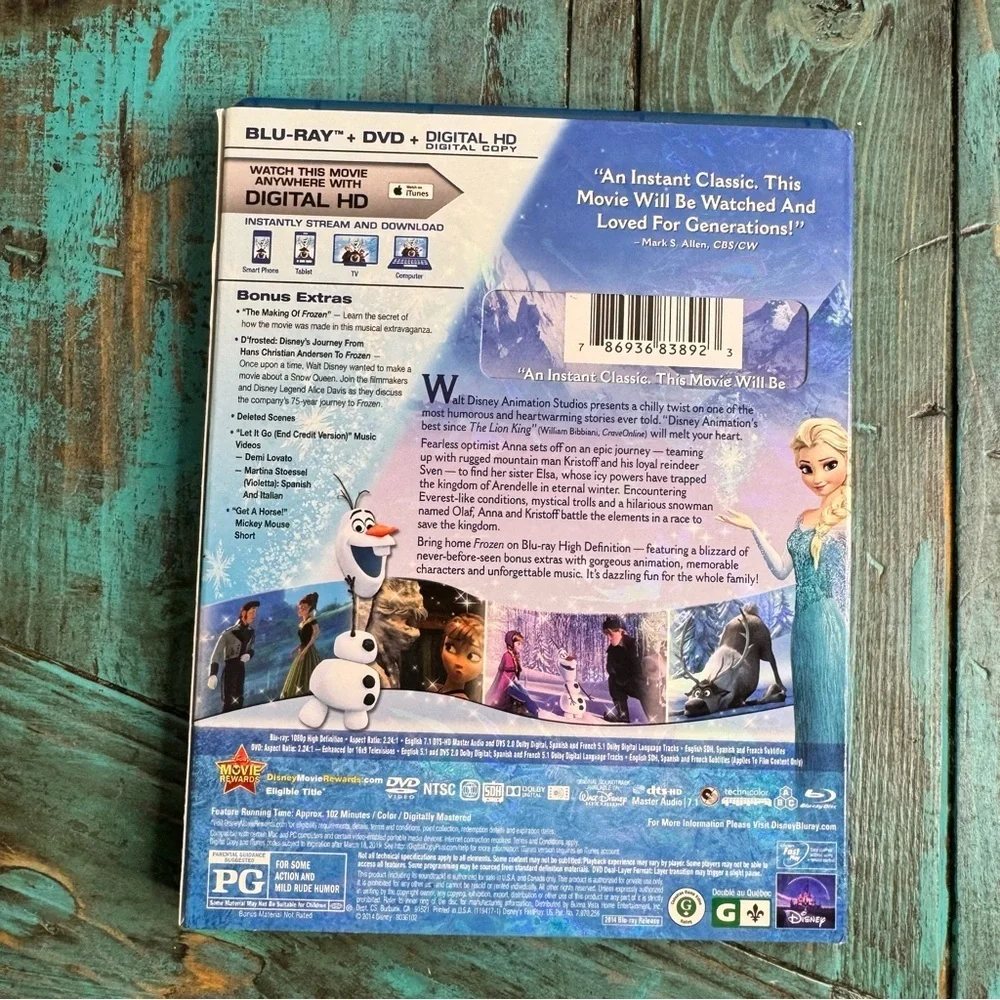Disney Frozen Movie Blu-Ray DVD Collector's Edition Elsa Anna Olaf Kristoff - Picture 3 of 5